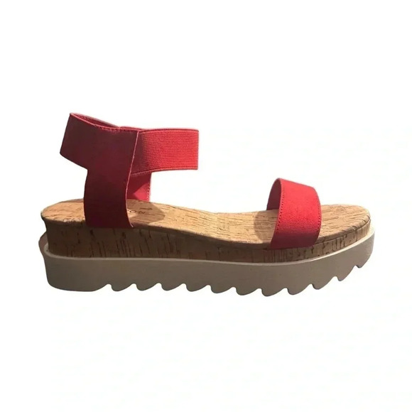 Sun + Stone Womens Melanyy Slip On Open Toe Wedge Sandals Red - Picture 1 of 7